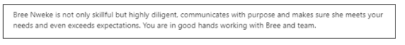 Client testimonial