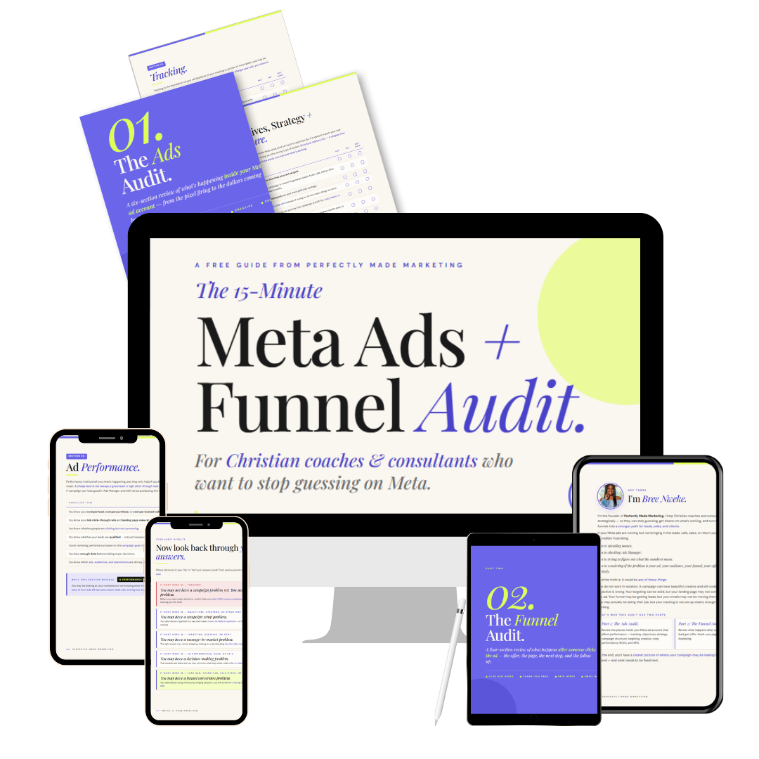 The 15-Minute Ads + Funnel Audit checklist mockup